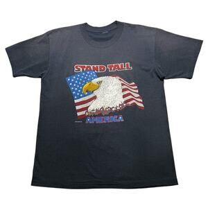 Vintage 90s flag bald eagle “Stand Talk America” T-shirt Men size Large Retro